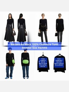 Barbara Bui Black 100% Cashmere Tunic Sweater Size XS/XXS